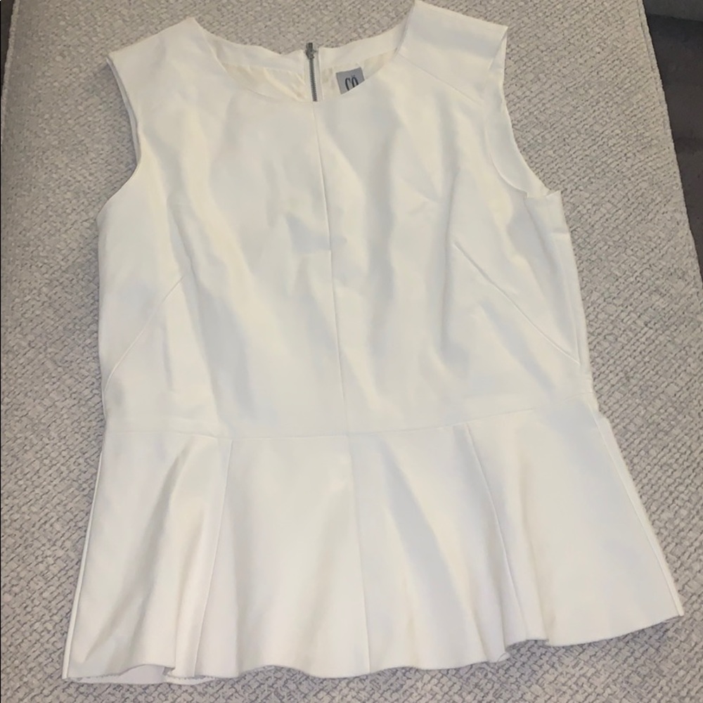 Cream Peplum leather ladies top